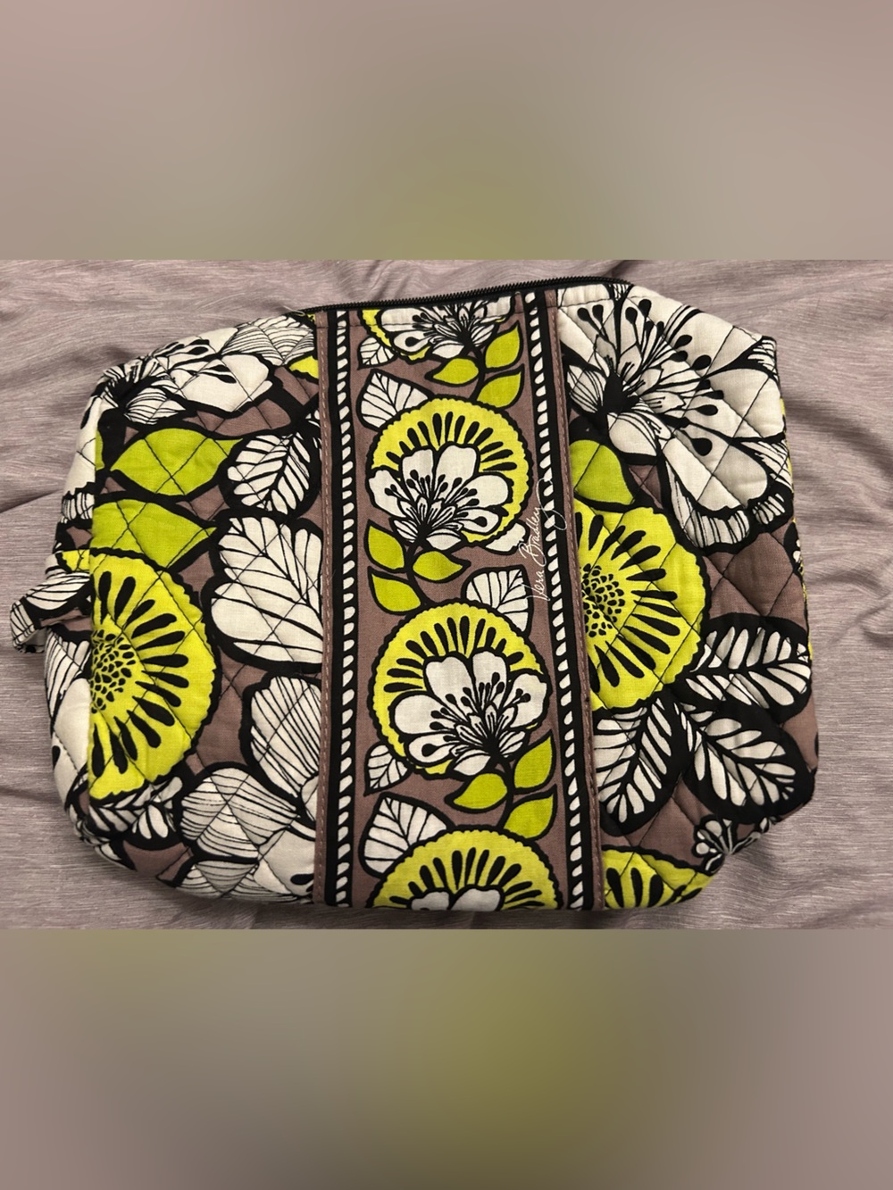 Vera Bradley Quilted Cosmetic Bag Pouch - Retired Citron Pattern